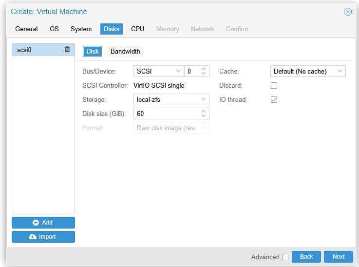 Create VM - Disk Configuration