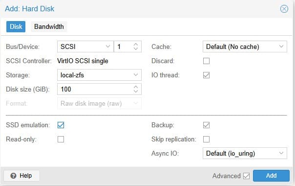 Add Hard Disk in Proxmox