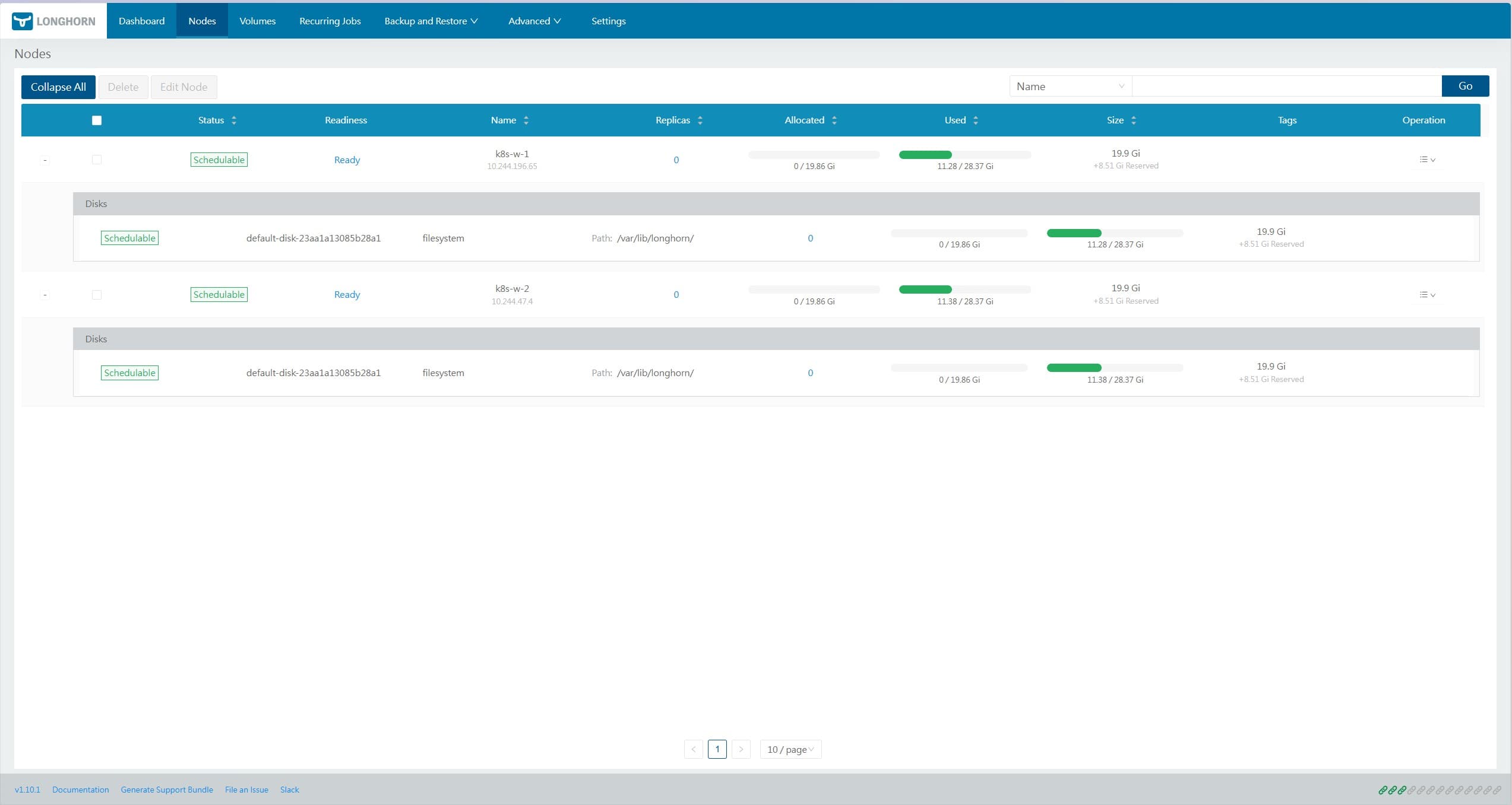 Longhorn Disk Configuration