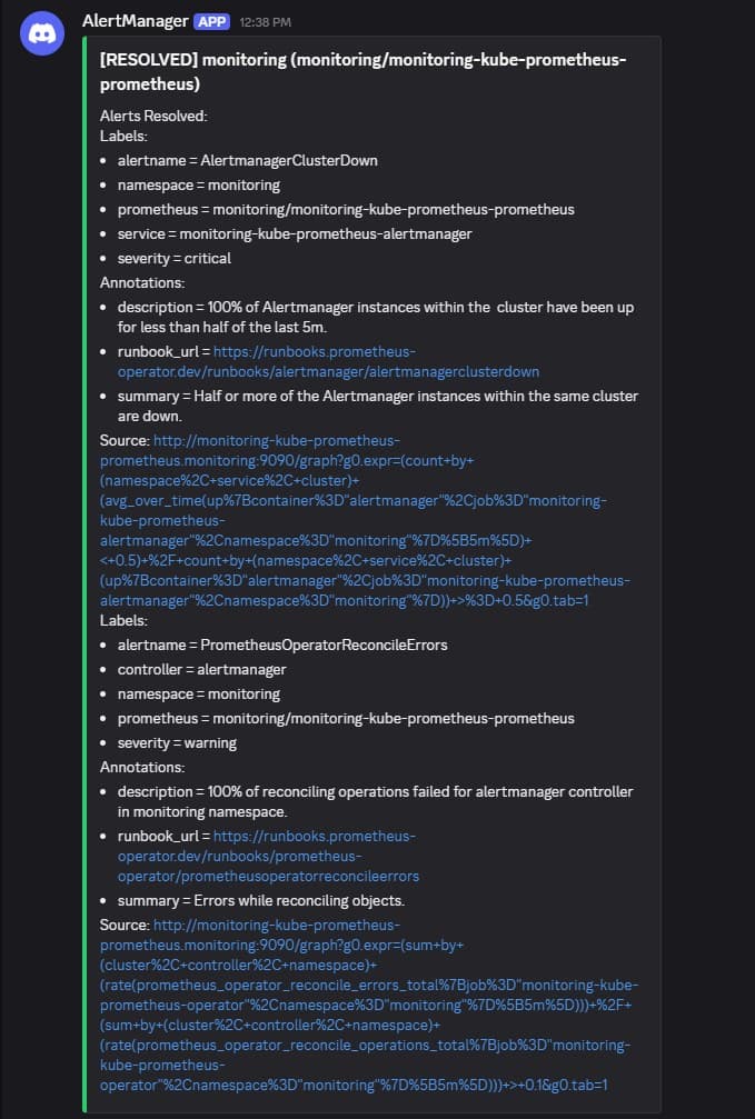 Discord alert notification example